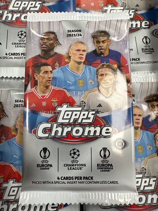 PACK 2023-24 Topps Chrome UEFA Club Competitions Soccer Hobby Box PACK