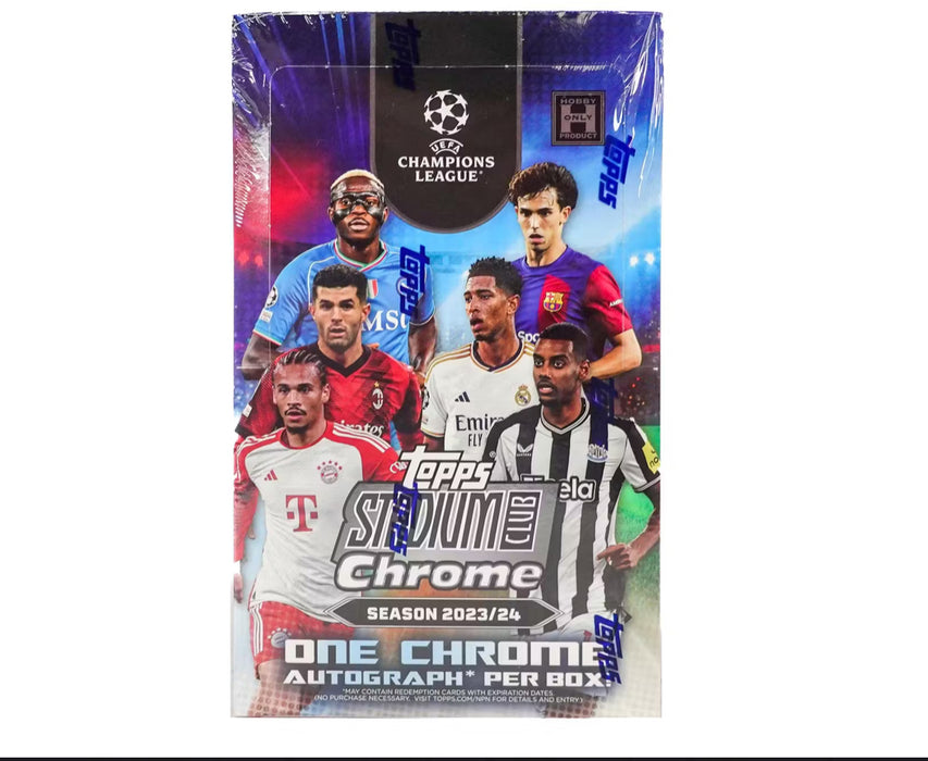 2023/24 Topps Stadium Club Chrome UEFA Club Competitions Soccer Hobby Box PACK